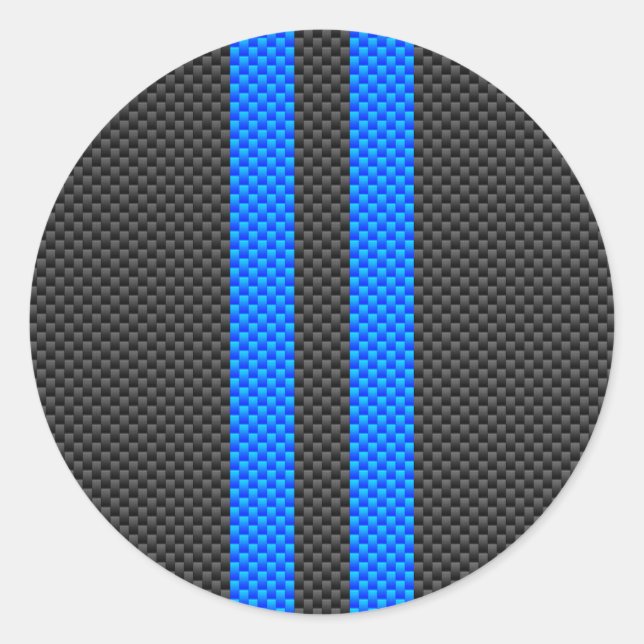 Sticker Rond Bleu Accent Fibre de carbone Style bandes de cours (Devant)