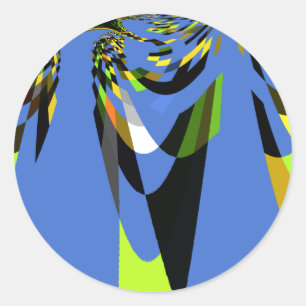 Sticker Rond Bleu Africain Tribal Motif Motif Art Imprimer