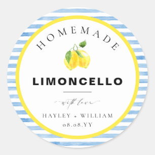 Sticker Rond Bleu Aquarelle Stripe Limoncello Favoriser