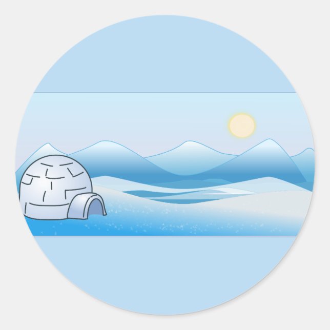 Sticker Rond Bleu arctique d'igloo (Devant)