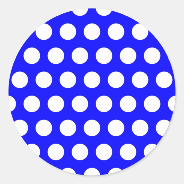 Sticker Rond Bleu avec Pois blancs (Devant)