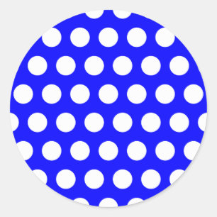 Sticker Rond Bleu avec Pois blancs