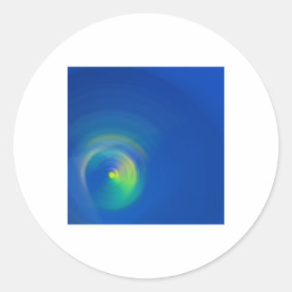 Sticker Rond Bleu avec un coup de pinceau abstrait jaune clair