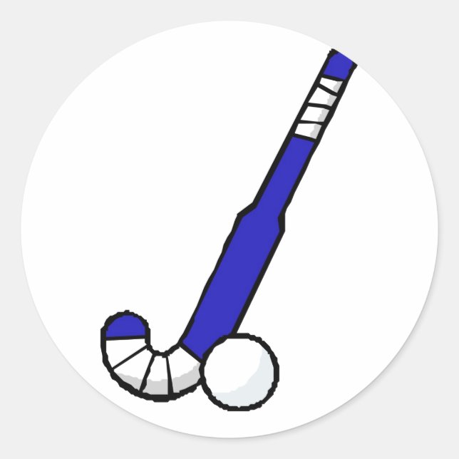 Sticker Rond Bleu bâton de hockey (Devant)
