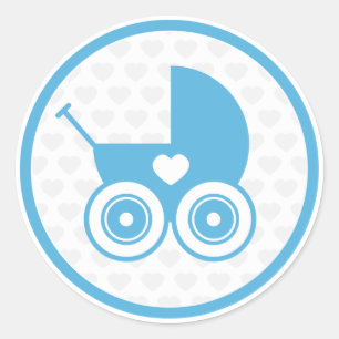 Sticker Rond Bleu Bébé Pram - Feuille d'autocollant