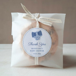 Sticker Rond Bleu Blanc Chinoiserie Baby shower de couche Favor