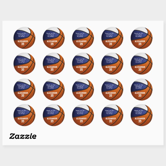 Sticker Rond bleu blanc équipe couleurs garçons filles basket (Feuille)