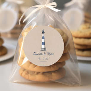 Sticker Rond Bleu Blanc Phare Mariage Kraft