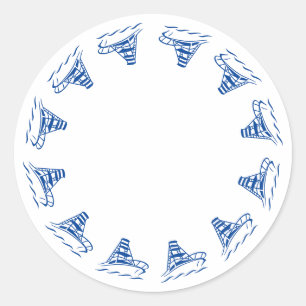 Sticker Rond Bleu bleu marine cadre blanc blanc côtier avantage