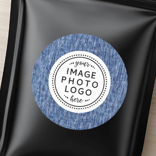 Sticker Rond Bleu bordure cercle blanc logo de l'entreprise