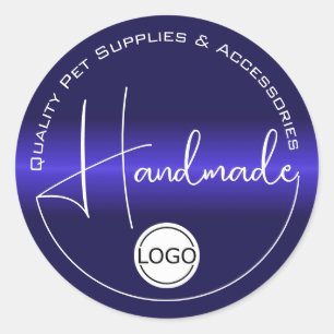 Sticker Rond Bleu Chrome Couleur Dégradé Modèle Logo fait main