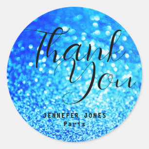 Sticker Rond Bleu clair Aqua Parties scintillant Crystal Bokeh