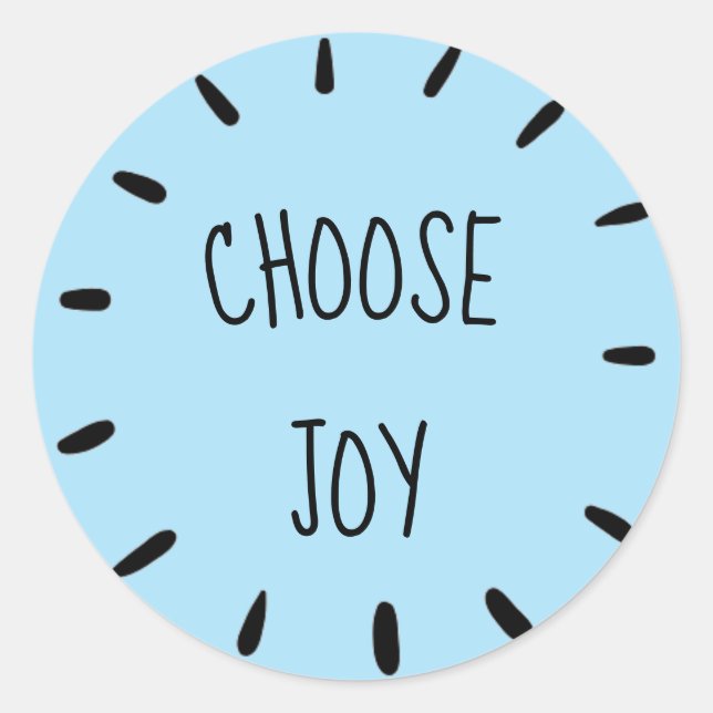 Sticker Rond Bleu clair Choisir Joie Feuille d'autocollant (Devant)