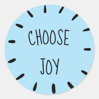 Sticker Rond Bleu clair Choisir Joie Feuille d'autocollant