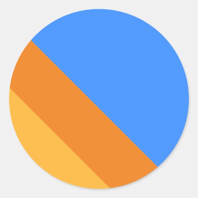 Sticker Rond Bleu clair Orange doré Jaune Diagonale rayures (Devant)