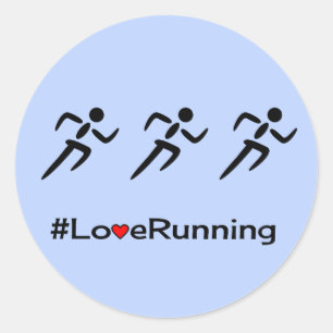 Sticker Rond Bleu courant de slogan de hashtag d'amour