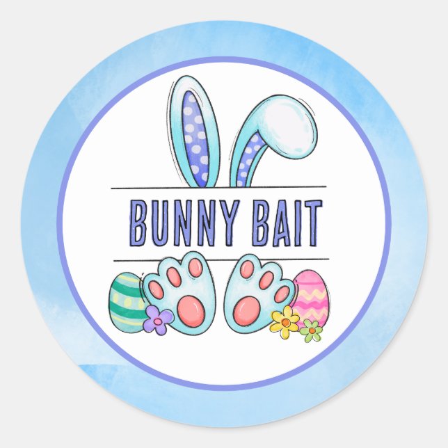 Sticker Rond Bleu d'appâts de Pâques Bunny (Devant)