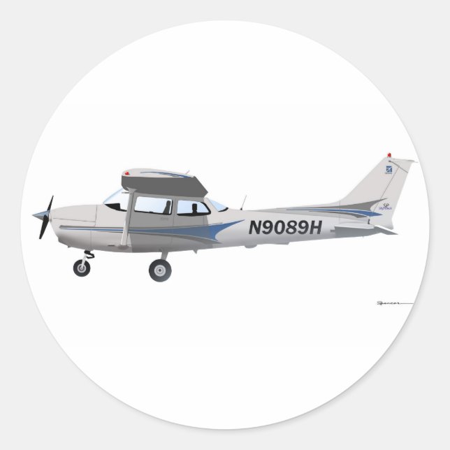 Sticker Rond Bleu de Cessna 172 Skyhawk (Devant)