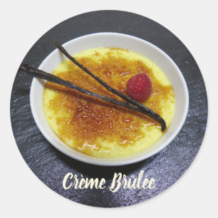 Sticker Rond Bleu de crème sur ardoise avec framboise et vanil