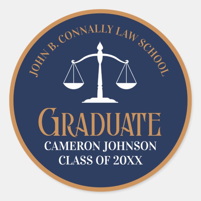 Sticker Rond Bleu de la Marine Gold Law School (Devant)