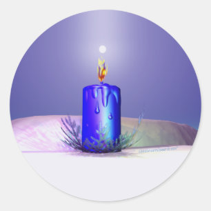 Sticker Rond Bleu de la nuit des bougies de Noël