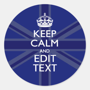 Sticker Rond Bleu de minuit Gardez le calme Obtenez votre texte
