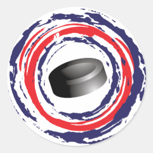 Sticker Rond Bleu d'hockey et blanc rouges