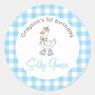 Sticker Rond Bleu d'oie soyeux Anniversaire