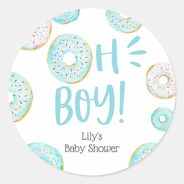 Sticker Rond Bleu Donuts Bébé saupoudrer (Devant)