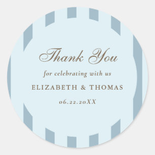 Sticker Rond Bleu Dusty Bleu Élégant Mariage Favoriser