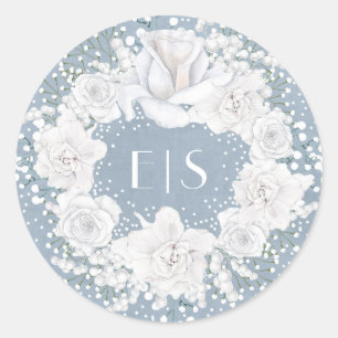Sticker Rond Bleu Dusty et Mariage du souffle de bébé
