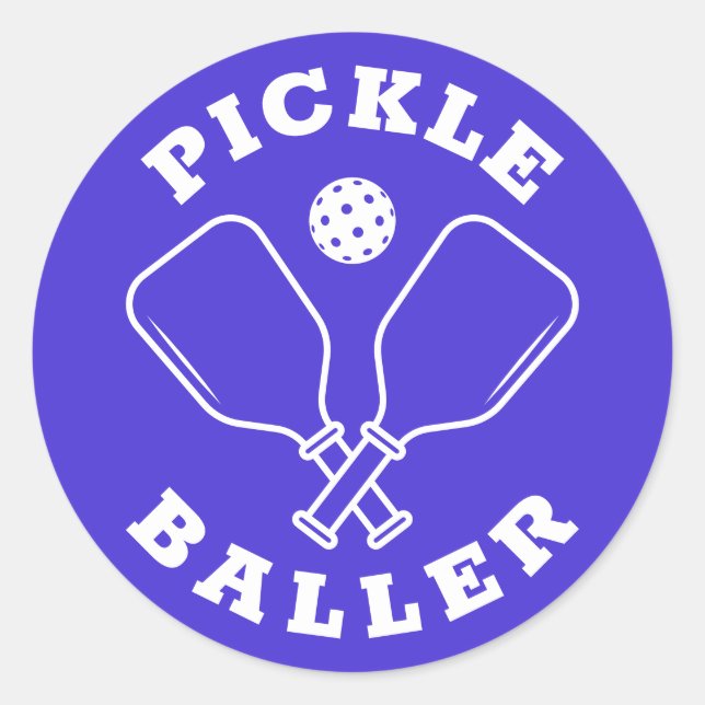 Sticker Rond Bleu électrique à la mode Pickle Baller (Devant)