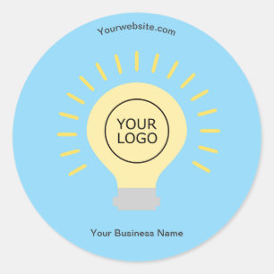 Sticker Rond Bleu Électrique Ampoule Votre logo Entreprise Pers