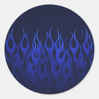 Bleu emballant des flammes sur la copie de fibre
