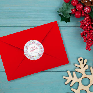 Sticker Rond Bleu En vichy Vintage Red Christmas Cars