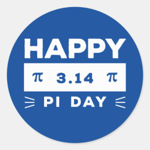 Sticker Rond Bleu Et Blanc 3.14 Joyeux Jour Pi