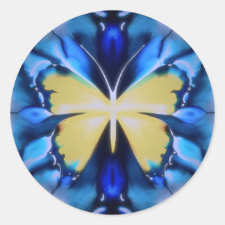 Sticker Rond Bleu et jaune Teint Boutique Papillon