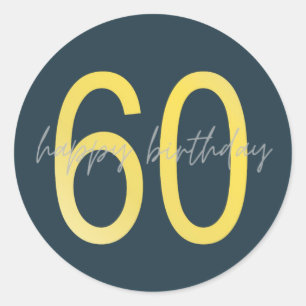 Sticker Rond Bleu et or Joyeux 60e anniversaire