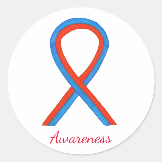 Sticker Rond Bleu et rouge ruban adhésif personnalisé autocolla (Devant)