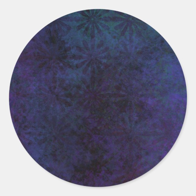 Sticker Rond Bleu et violet Abstrait, Art numérique Grungy (Devant)