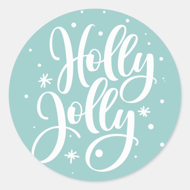 Sticker Rond Bleu Festif Noel Joyeux Lettre Main Fete (Devant)
