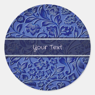 Sticker rond bleu floral classique