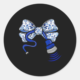 Sticker Rond Bleu Floral Coquette Bow Ultrasound Infirmière Son