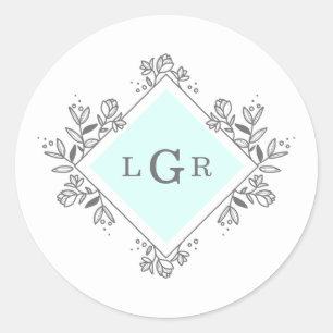 Sticker Rond Bleu floral simple tiré