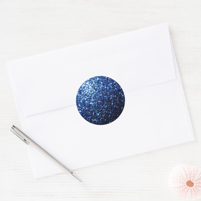Sticker Rond Bleu foncé brillant faux parties scintillant scint (Enveloppe)