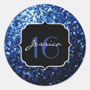 Sticker Rond Bleu foncé brillant parties scintillant brillant d