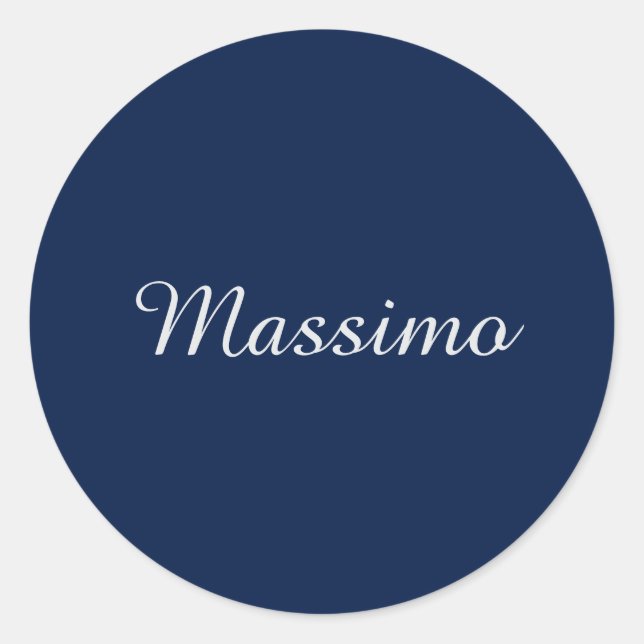 Sticker Rond Bleu foncé Élégant Casual Propre Nom Écriture manu (Devant)