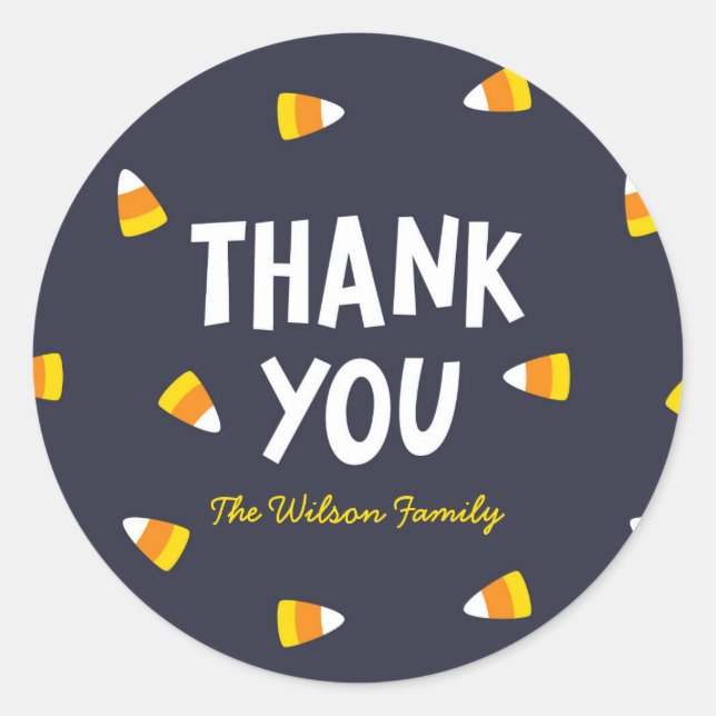 Sticker Rond Bleu foncé Halloween Candy Corn Merci (Devant)