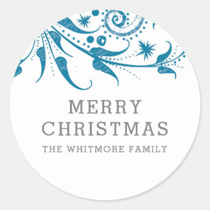 Sticker Rond Bleu Frost Joyeux Noël