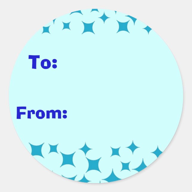 Sticker Rond Bleu glace neige / Stars autocollant. A, De étique (Devant)